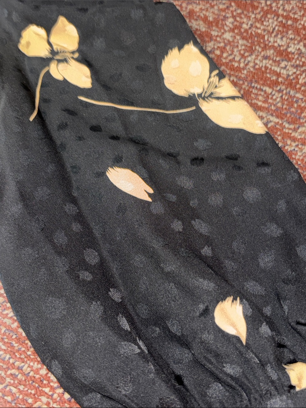 Vintage Flora Kung silk dress monochrome polka dot loose fit floral print dress - Picture 8 of 15